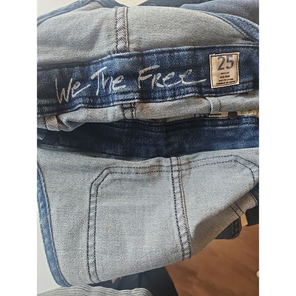 Free People Women's Indigo Blue Mid Rise Skinny Denim Overalls Pants Size 25 - Picture 3 of 6